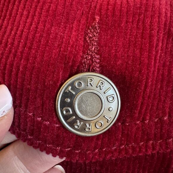 Torrid Corduroy Sherpa Lined Trucker Jacket Rhubarb Red Plus Sz 3X EUC Stunning - Picture 8 of 14